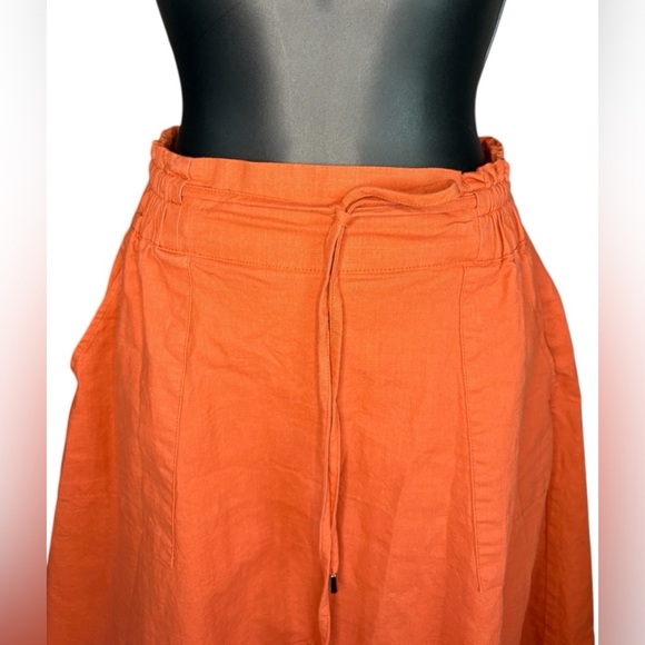KANCY KOLE Womens A-Line Midi Skirt Back Elastic Waist Drawstring
Orange Small - Picture 5 of 9